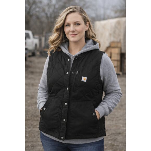 Carhartt Women’s Black Quilted Vest XL (16–18) Rugged Flex Relaxed Fit Workwear - Picture 1 of 7